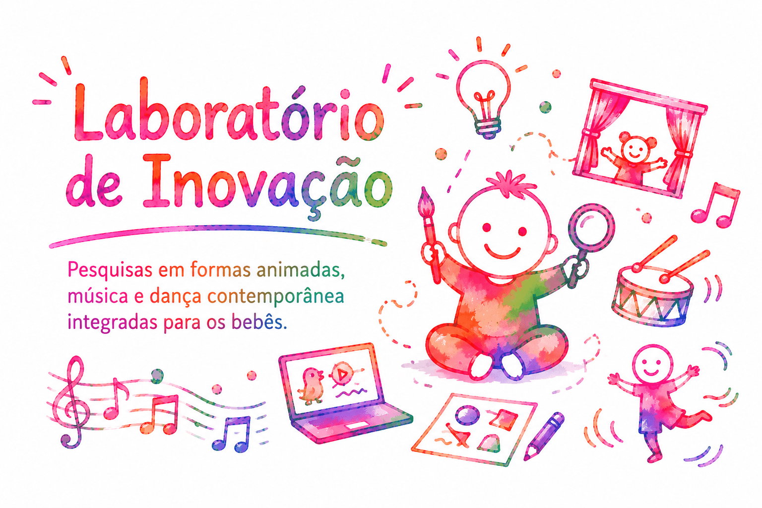 Laboratório de Inovação — Pesquisas em formas animadas, música e dança contemporânea integradas para os bebês.